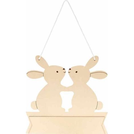 Deux lapins en bois à suspendre - 25 x 24 x 0,8 cm