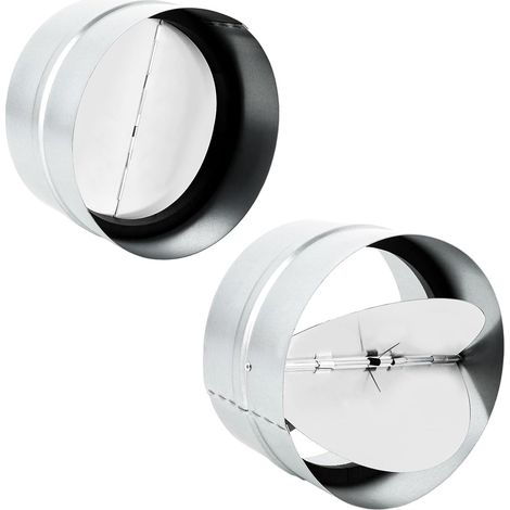 Pack of 2 check valves DN 150 mm, galvanised steel, automatic check valve with sealing rubber, insert for ventilation channels in ventilation pipes (1/5)