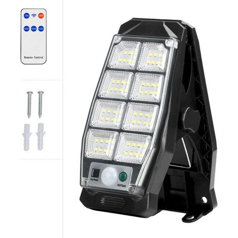 Lampe à pince solaire, applique murale à détecteur de mouvement, avec télécommande, étanche, haute luminosité,adaptée à la clôture et au camping (LED) (1/5)