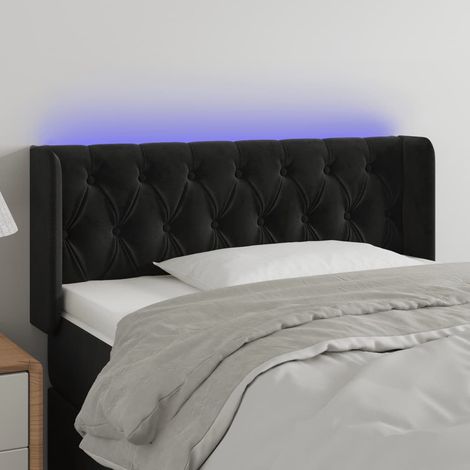 Tête de lit à LED Armoire de tête de lit Noir 103x16x78/88 cm Velours 98624 (1/5)