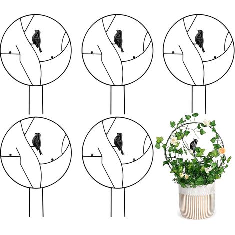 5 x Metal Trellis for Climbing Plants with Bird for Indoor and Outdoor Use (1/5)