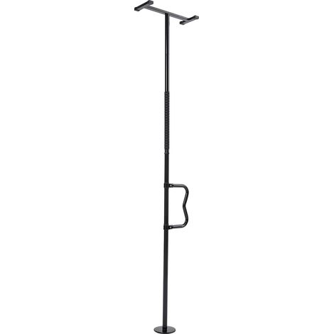 VEVOR Poteau de Securite Sol Plafond, Barre deAppui de Salle de Bain de Personnes Âgees, Montee sur Tension, avec Poignee Incurvee Antiderapante, Charge 136 kg, pour Plafonds de 2140-3050 mm, Noir