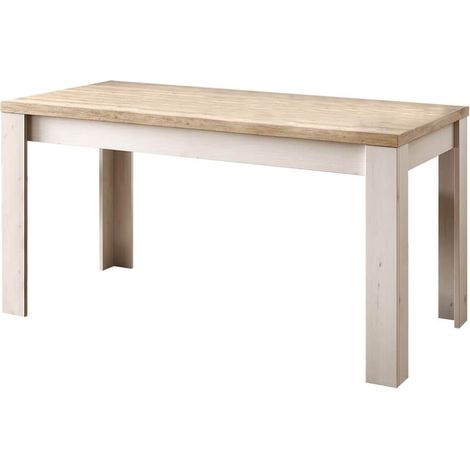 NASHVIL - Table Repas Extensible Aspect Chêne Blanchi et Chêne clair (1/3)