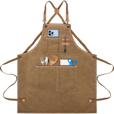 Tablier de Cuisine pour Homme,Tablier de Travail,Tablier Barbecue avec Poches,Bretelles Réglables de M à XXXL Tablier Cuisine pour Femme,pour Barbecue, Restaurant, Jardin, Barbecue, Café (1/5)