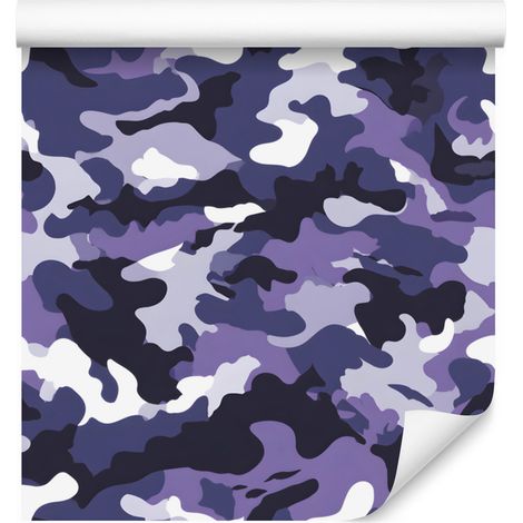 Carta da parati mimetica militare blu, blu navy e viola 50x1000 cm (1/5)