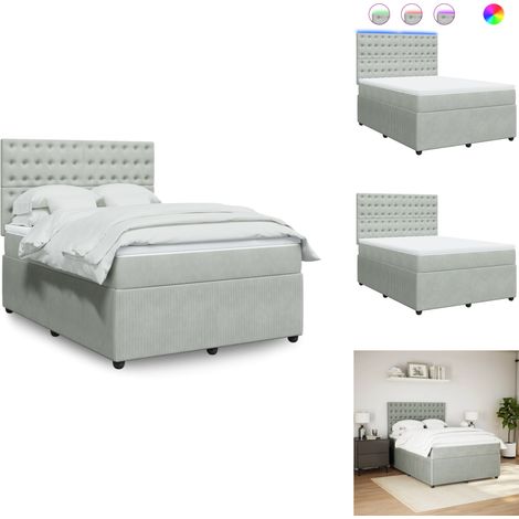 Sommier à lattes de lit et matelas Gris clair 140x190cm Velours - Sommier À Lattes De Lit - Sommiers À Lattes De Lit - Lit - Meuble De Chambre À Coucher (1/5)