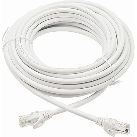 Elfcam - 60m Câble Réseau Ethernet RJ45 Cat 6 Rond Blanc, 1Gbps, 26AWG, Connecteurs RJ45 Haute Qualité, LAN WAN, Ultra Fiable, Idéal PC, Console, Routeur, Modem, Box Fibre