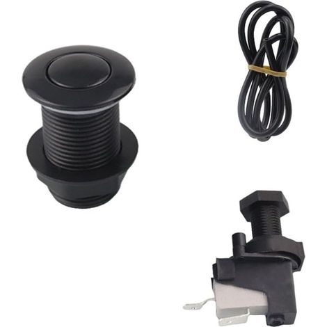 Kit bouton pneumatique, 32 mm, inox, ABS, noir, avec tuyau (1/5)