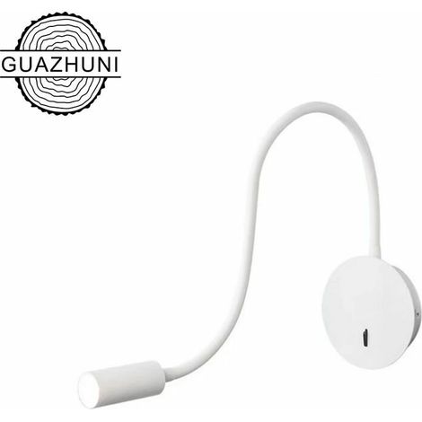 Wall Light Reading Light Wall Light 3W LED 3000K Reading Lamp Gooseneck Lamp, (White)
