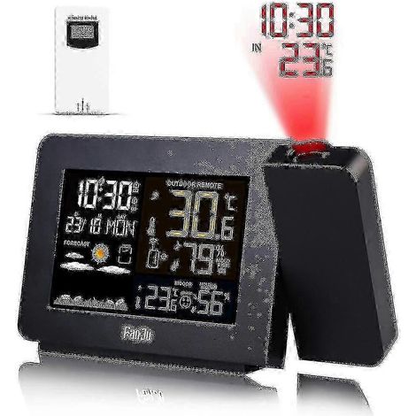 Ce réveil à projection est doté d'un capteur météo extérieur sans fil intégré, d'une double alarme et convient parfaitement aux chambres. Il dispose également d'un écran LCD affichant la date et l'heu (1/2)