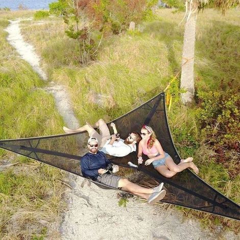 Multi person portable hammock hamac triangulaire Multi - personnes hamac de camping extérieur Hamac de camping extérieur 2.8 2.8 2.8m noir (1/4)