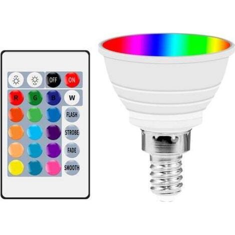 Ampoule LED E14 3W RVB – Changement de couleur blanc froid – 350LM – Télécommande incluse – Angle de faisceau 45° – Économie d'énergie 80% – Mowze (1/4)
