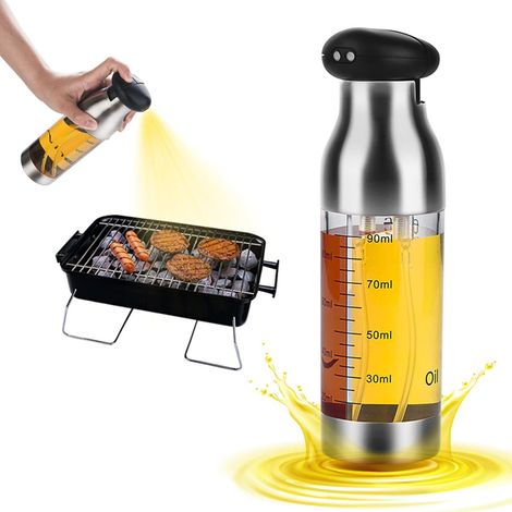 100 ml Olivenölsprüher mit Doppeldüse, Ölspray mit Pinsel für die Küche, Ölsprühflasche zum Grillen, Salat, Gebäck, Braten (1/5)