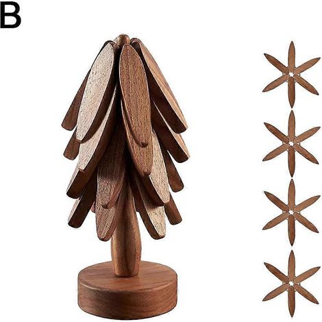 4 sets de table en bois résistant à la chaleur pour le repassage, protège-casseroles et protège-tasses.