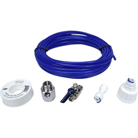 Kit d'alimentation en eau pour appareils – Tuyau flexible 1/4" en PE – Vanne à bille GZ 1/4" – Adaptateur chromé 3/8" x 1/4" – (1/3)