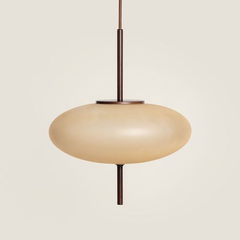 Pendelleuchte Rund aus Metall und Glas Aiko Beige ø30 cm (1/5)