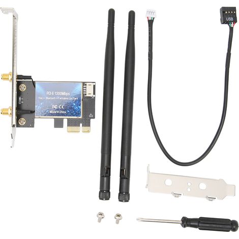 Carte WiFi PCIe Dual Band 2.4GHz/5GHz avec Bluetooth 4.1 et Antennes 5dBi pour PC de Bureau (1/5)