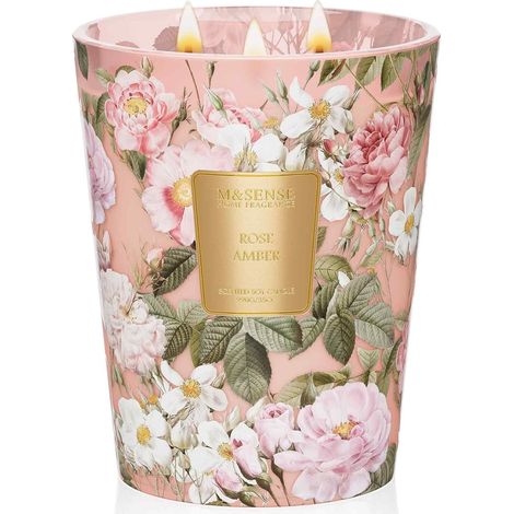 Bougie parfumées à la rose et à l'ambre, grande bougie rouge, 3 mèches en cire de soja naturelle pour la maison, anniversaire de femme, cadeau de Saint-Valentin durée jusqu'à 150 heures. (1/5)