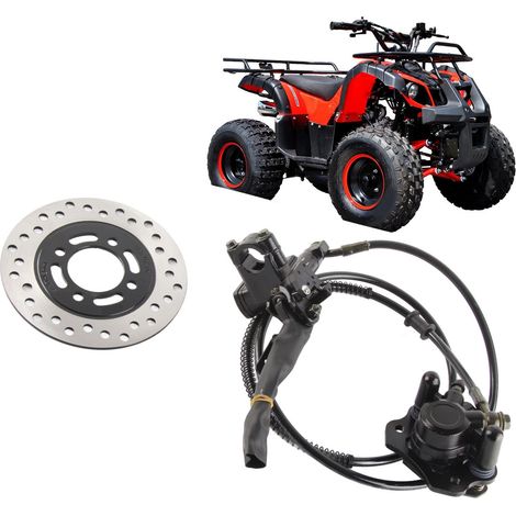 Système de frein à disque hydraulique arrière avec levier de frein de 22 mm, étrier + disque de frein + plaquette de frein, adapté aux quads, VTT et buggies de 50 cc, 70 cc, 90 cc, 110 cc, 125 cc et 1 (1/5)