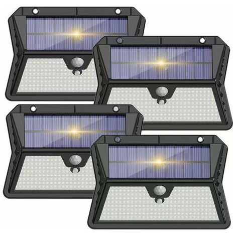 Projecteur solaire extérieur 283 LED sans fil, étanche, pour jardin (lot de 4).-AquaForge (1/4)