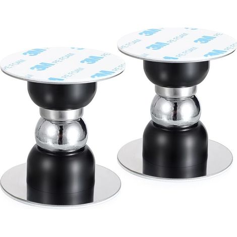 Lot de 2 Noir butées de porte magnétiques avec fixation adhésive Pas besoin de percer En métal (1/5)