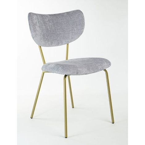 Sedia velluto imbottita Design Moderno alta qualità Made In Italy - Telaio Metallo ORO velluto pregiato 5 colori - SURI Colore Velluto Grigio - Telaio Oro (1/5)