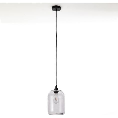 Lámpara colgante de vidrio gris transparente Yuna Long (1/5)