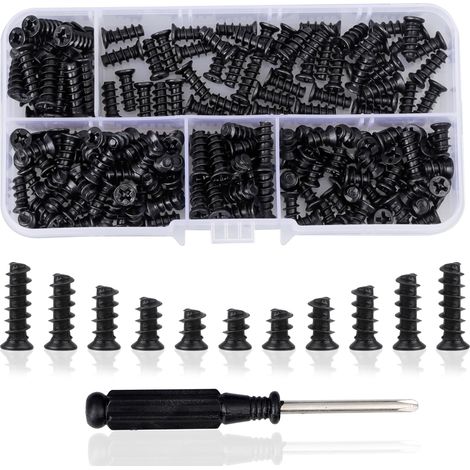 200 Pièces Kit de Vis pour Ordinateur, M5 Vis à Tête Fraisée Cruciforme, Micro Visserie de Remplacement avec Tournevis pour Réparation d’Ordinateur, Noir (1/5)