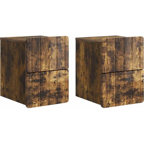 Maison Exclusive - Mobiletto da notte a muro 2 pcs Rovere Fumo 33 x 34,5 x 43 cm (1/5)