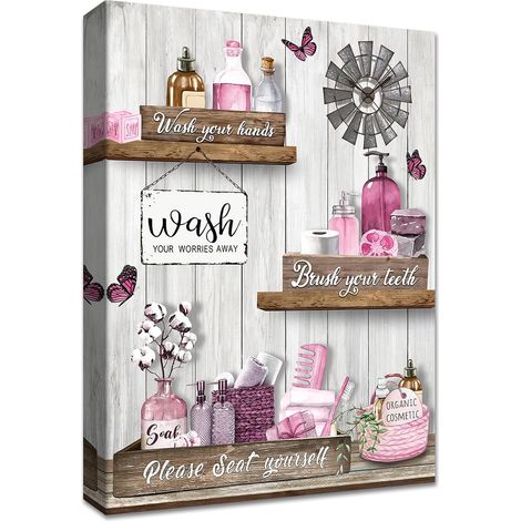 Cadre en Bois Impression sur Toile Citations de Motivation Tableau Affiche Decoration Murale Image sur Toile Papillons Case Coton Tableau Decoration Murale Salon Chambre Salle de Bains 30x40cm (1/5)