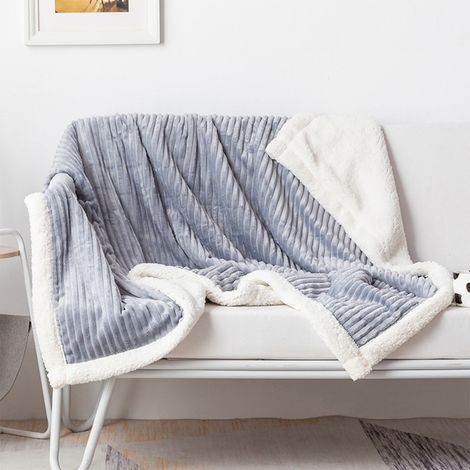 Couverture Jetable - Flanelle Double Face - 100 x 150 cm - Pour Canapé Lit Extérieur - Gris - 1 Pièce (1/5)