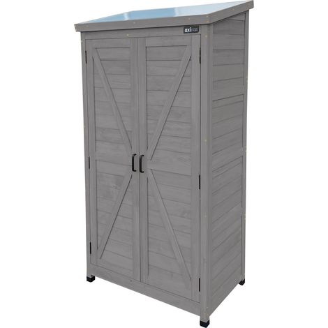 Axi Hugo Armoire De Jardin En Bois Gris Foncé - 85 X 52 X 174 Cm Armoire Exterieur, Armoire À Outils Pour Le Jardin Avec 3 Étagères Fixes / Meuble Exterieur Rangement Pour Le Jardin