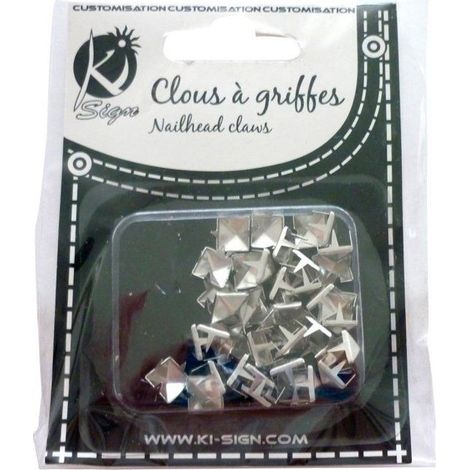 Ki-Sign - Clous rivet à griffes Carré 10mm Argenté 30 pièces