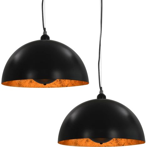 Maison Exclusive - Lampadari 2 pz Nero e Oro Semi-Sferici 40 cm E27 (1/5)