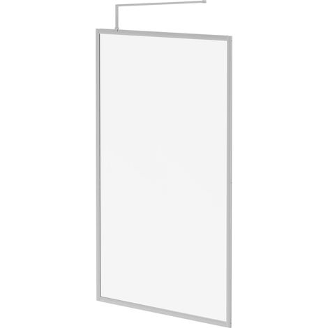 Wholesale Domestic Pacco 8mm Clear Glass Polished Chrome 1850mm x 1200mm Fully Framed Walk In Shower Screen including Wall Channel and Support Bar (1/5)
