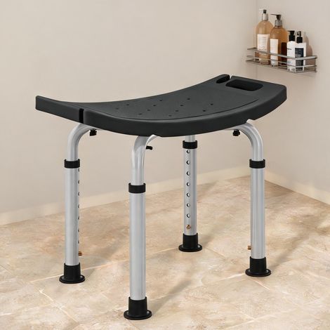 Tabouret de douche réglable en aluminium 50 x 36 cm noir preto (1/5)