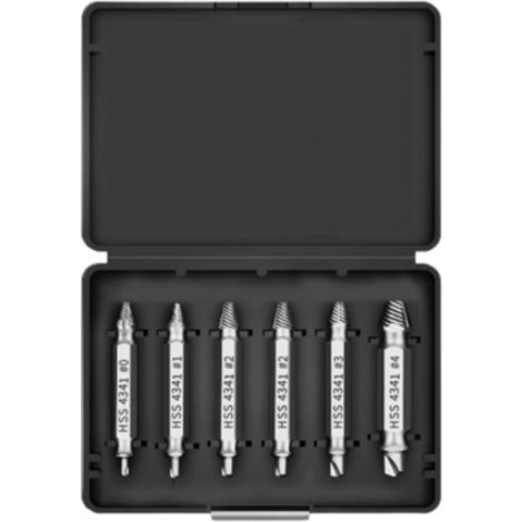 6 Pièces kit Extracteur de Vis Cassée,Extracteur de Vis Dénudé, Extracteur de Petite Vis Pour Percer et Enlever des Vis Endommagées (1/5)