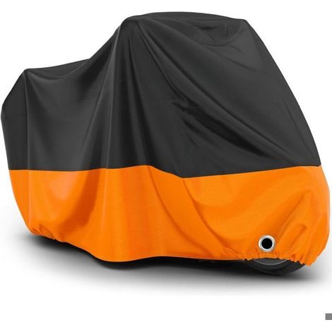 Housse Protection pour Moto 265x105x125cm XXXL Noir+Orange Bache Moto Exterieur Etanche,Résistant au Froid et Intempéries Protège (1/5)