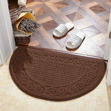 Alfombra de entrada semicircular, alfombra antideslizante para el hogar, alfombra de entrada para el baño, alfombra de regalo con logotipo (marrón, 40 x 63 cm) (1/5)