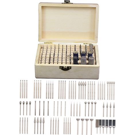 Kit d'accessoires pour outils rotatifs 86 pièces, fraises, forets, polissage pour ponçage, coupe, sculpture, bois, pierre, bijoux, verre, céramique avec étui en bois (1/5)
