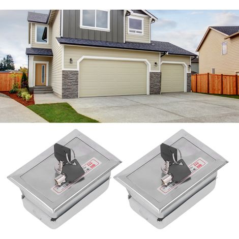 Boîtier de verrouillage manuel universel pour porte de volet roulant électrique, ensemble de 2 pièces, boîtier de verrouillage en acier inoxydable pour porte de volet roulant de garage. (1/5)