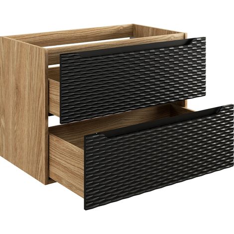 Meuble sous-vasque 80cm Elora Noir et bois (1/5)