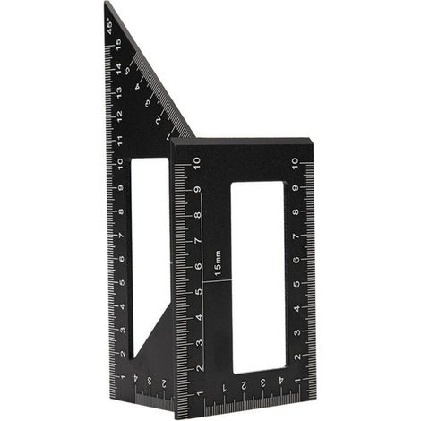 Règle d'angle 45 à 90 degrés Outils Portable Précision Marquage Jauge Carré Bois Accessoires Alliage d'Aluminium Mesure Multifonction Métrique(Noir) (1/5)