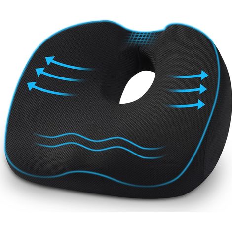 Coussin coccyx orthopédique, mousse mémoire, soulagement coccyx, usage voiture/bureau/conduite