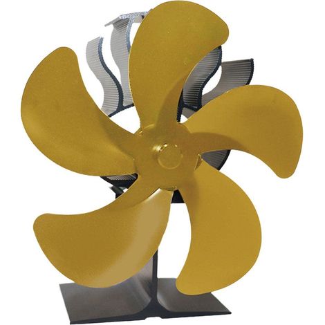 Ventilateur de poêle à 5 pales, ventilateur de cheminée, alimenté par la chaleur, pour cheminées et poêles, doré (1/5)