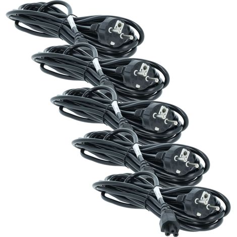 vhbw 5x Netzkabel Schutzkontaktstecker kompatibel mit Vorwerk Kobold VR300, VR100, VR200 - C5 Micky Mouse Kleeblatt Buchse, 5 m (1/5)