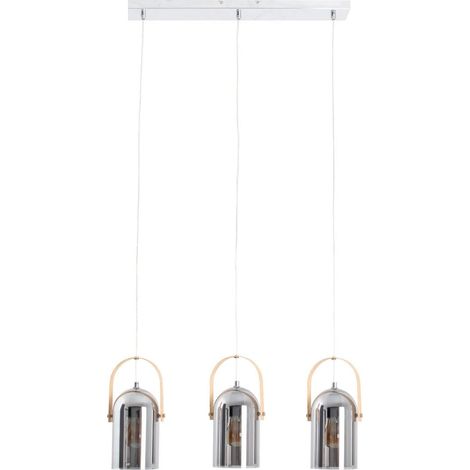 Suspension 3 Lumières en Verre Miroir, Coloris Naturel et Chrome, L58 cm - PANGIVO (1/5)