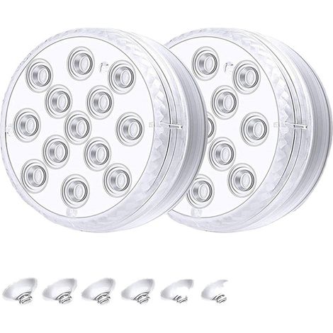 Lot de 2 lampes LED submersibles RGB pour piscine, avec ventouses et télécommande RF, étanches IP68, pour aquarium, piscine, jardin, vase, baignoire, bassin, 7 x 3 cm