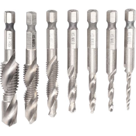 7-teiliges Gewindebohrer-Set 1/4" Sechskantschaft, metrisch, mit integriertem Spiralnut-Set (1/5)