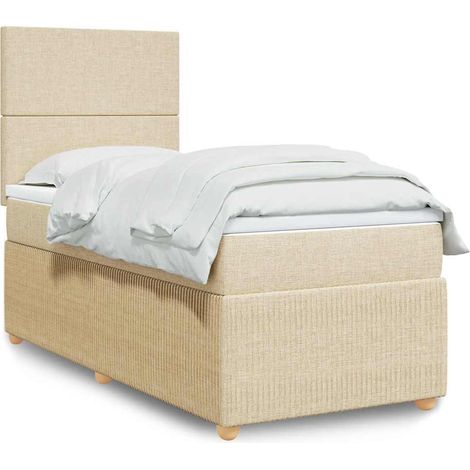 Boxspringbett mit Matratze Creme 100x200 cm Stoff